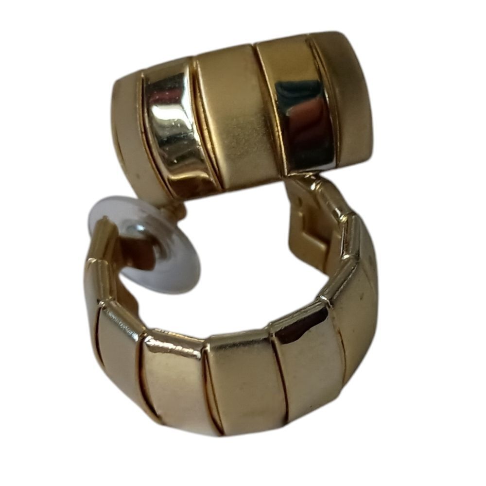 Vintage Half Hoop Earrings Gold Tone Satin Polished Pierced Chunky Old Money